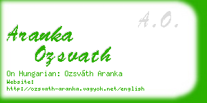 aranka ozsvath business card