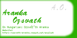 aranka ozsvath business card